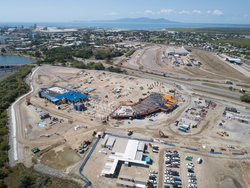 North Queensland Stadium project site looking east (image taken by drone 20 July 2018)