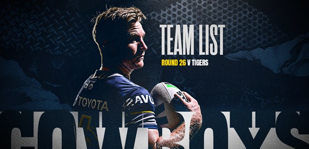 Cowboys NRL team list: Round 26 v Tigers