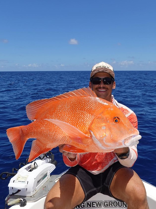 Heilum with a monster Red emperor caught on the Great Barrier Reef