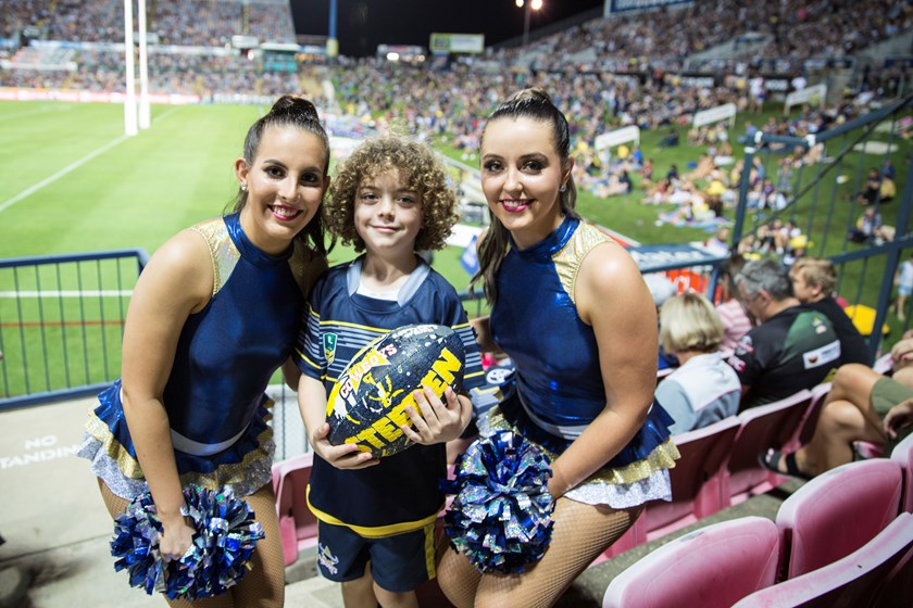 Chase was surprised in his grandstand seat during the Cowboys v Panthers game.