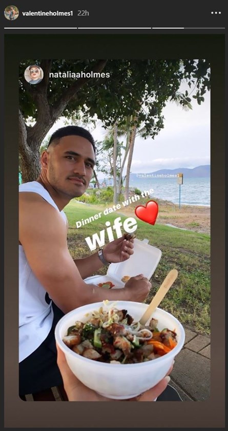 Valentine Holmes and wife Natalia enjoying dinner with a view