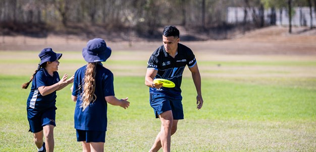 Frisbees fly as Soni joins the schoolyard action