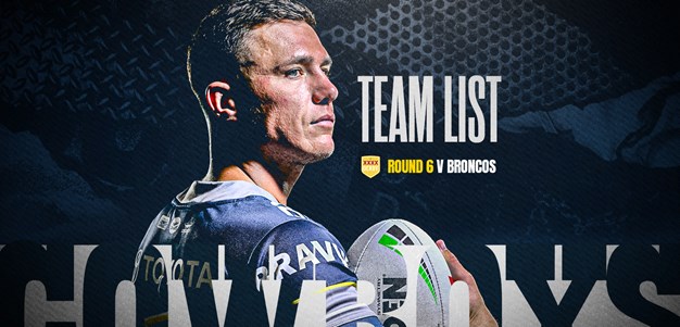 Cowboys NRL team list: Round 6 v Broncos