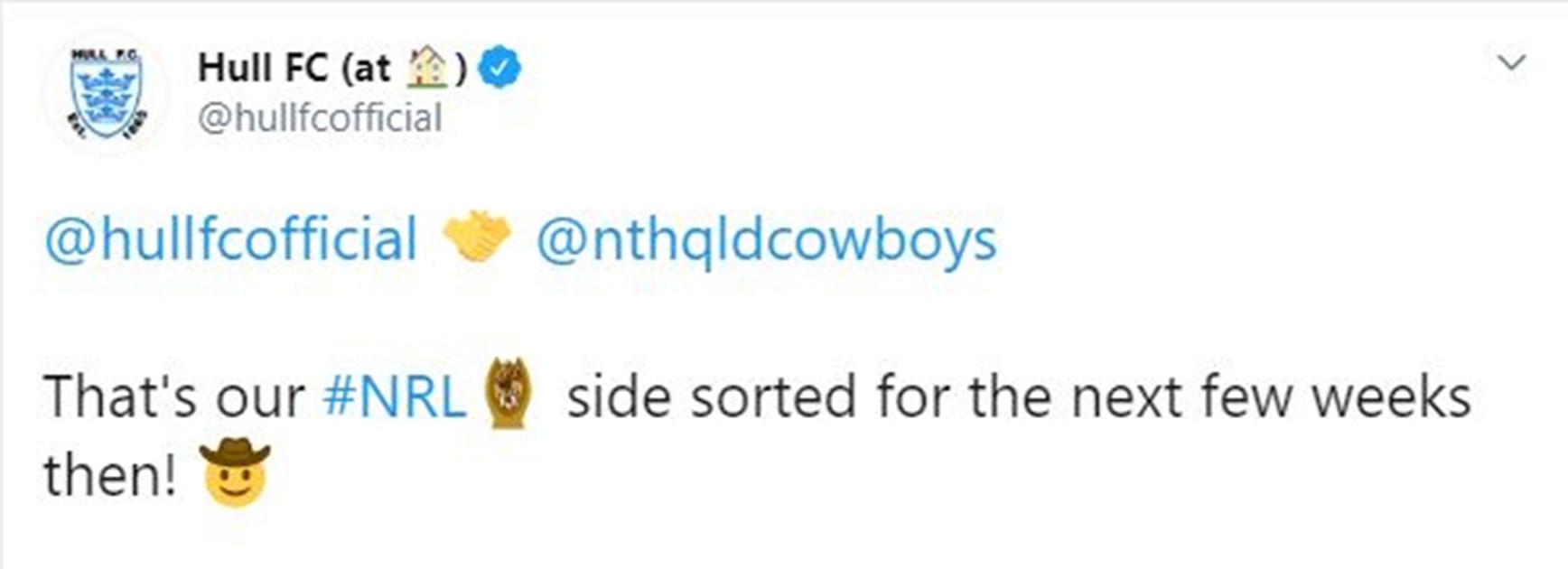 Hull FC choose the Cowboys as their NRL team!