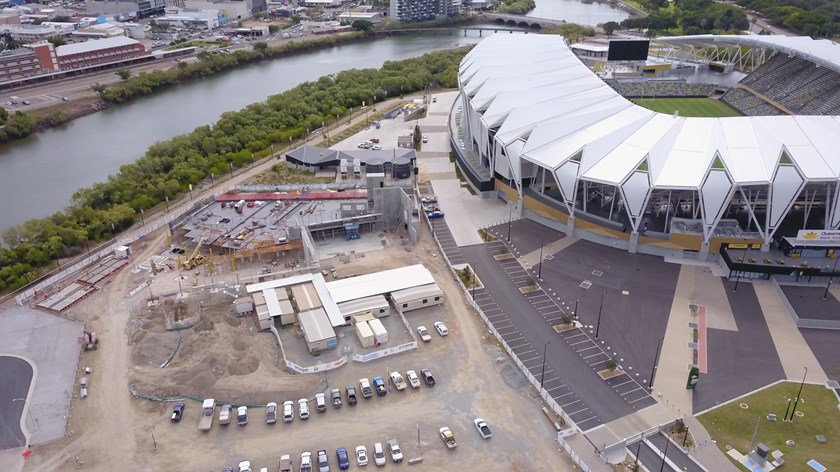 The centre under construction beside Queensland Country Bank Stadium