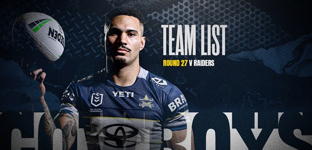 Cowboys NRL team list: Round 27 v Raiders