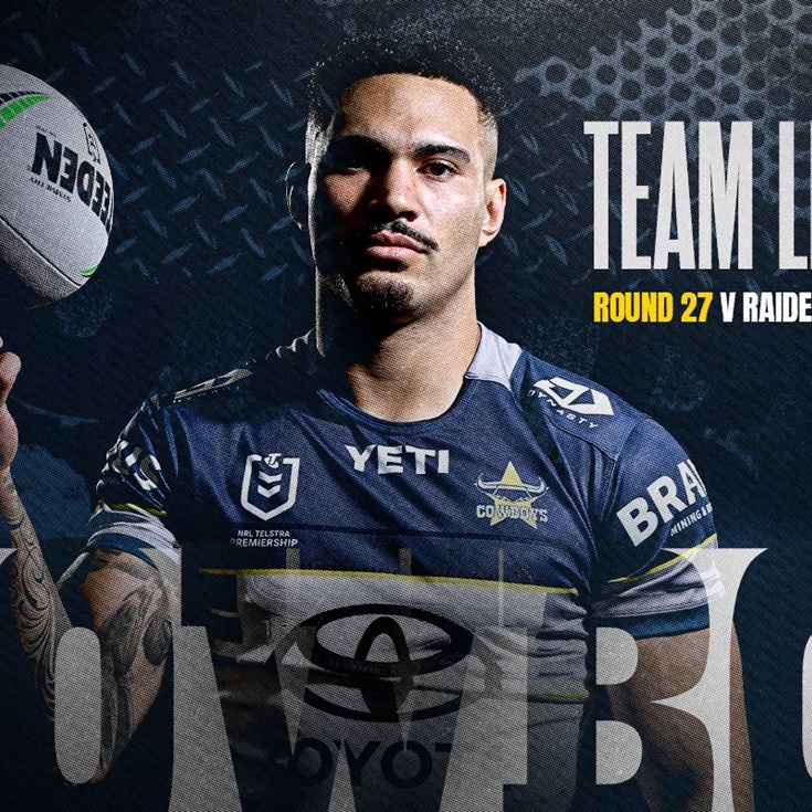 Cowboys NRL team list: Round 27 v Raiders