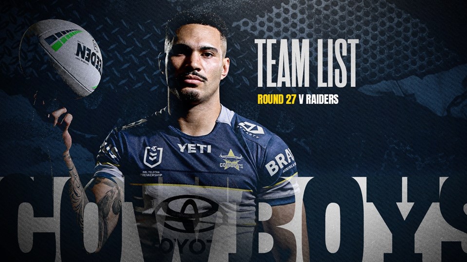Cowboys NRL team list: Round 27 v Raiders