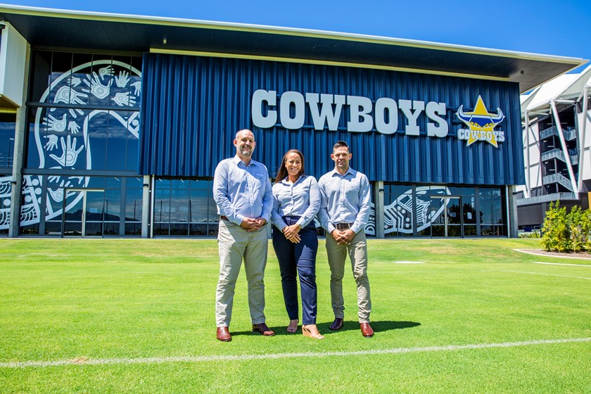 Cowboys CEO Jeff Reibel, Head of Women’s Elite Programs Anita Creenaune and Cowboys Elite Women’s Coach and Head Coach of the Cowboys Ben Jeffries. 