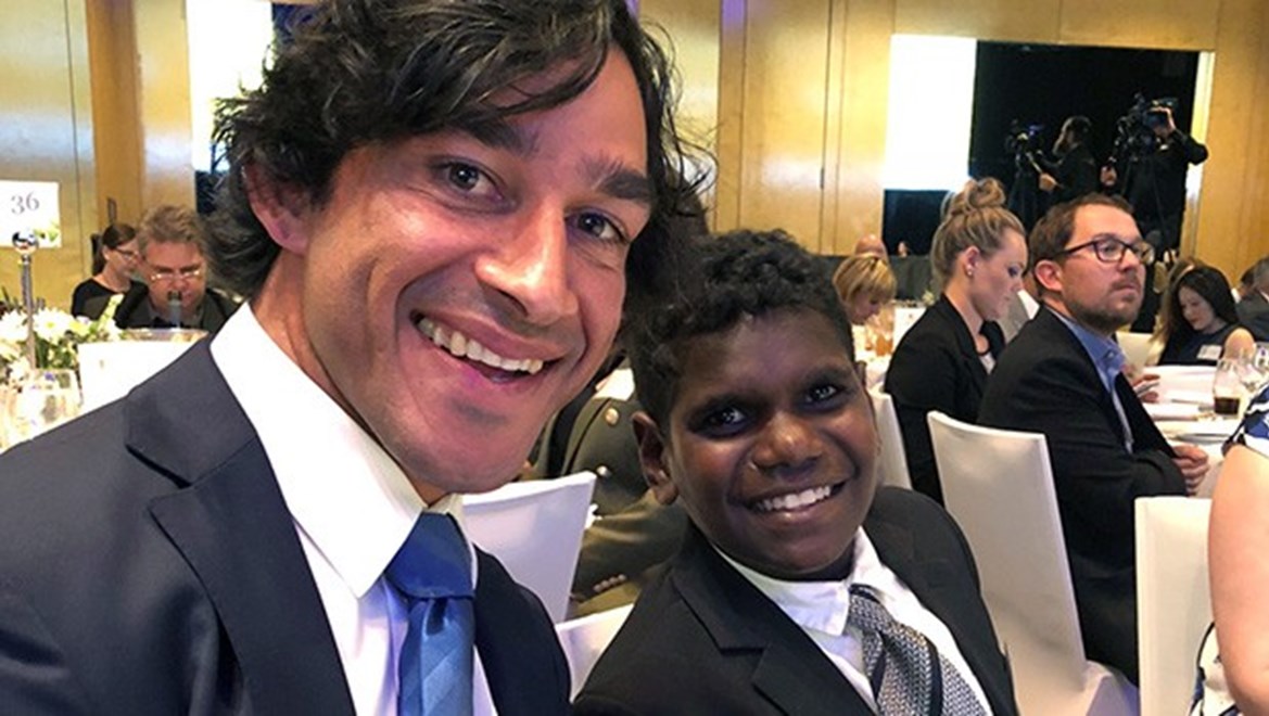 Johnathan attended the Sydney awards ceremony with NRL Cowboys House student Palmer Lee-Cheu.