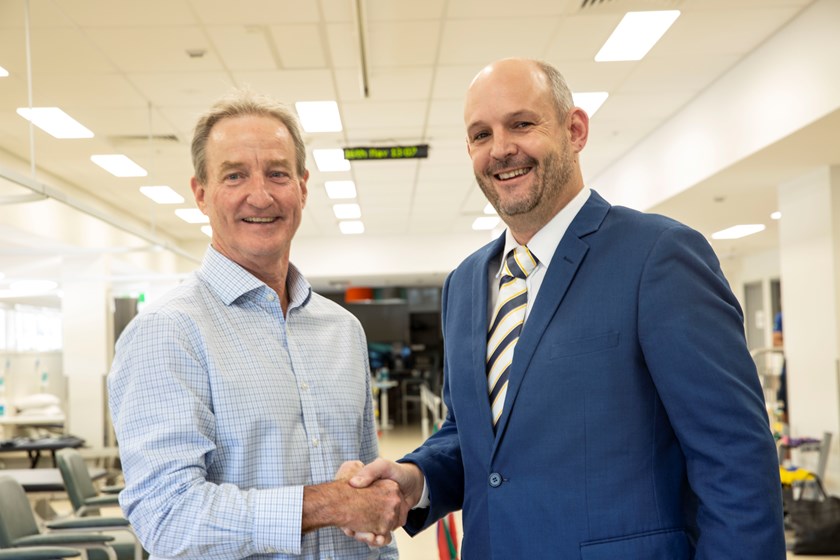 Mater Health Services North Queensland CEO Gerard Wyvill & Cowboys Chief Commercial Officer Jeff Reibel