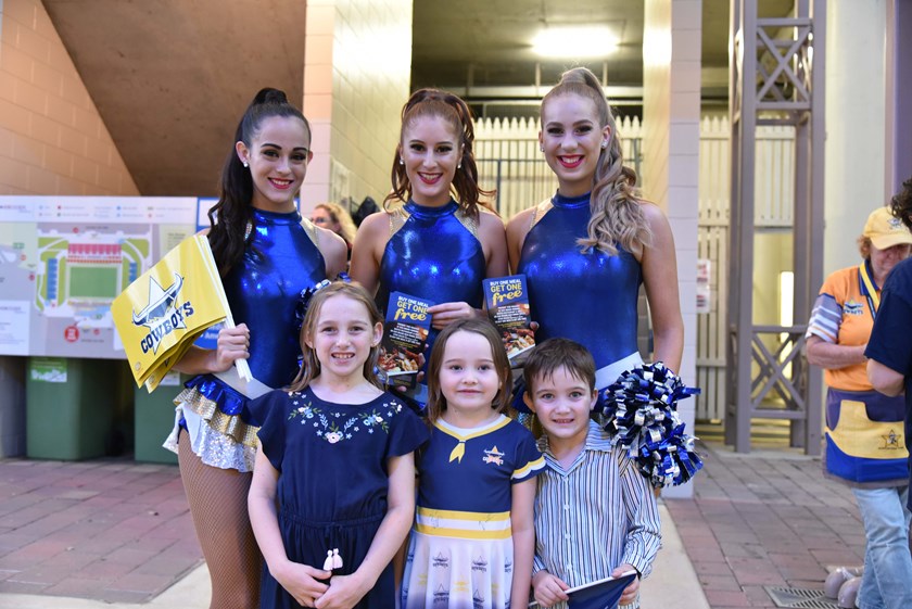 The Cowboys Spirit cheerleaders and young fans