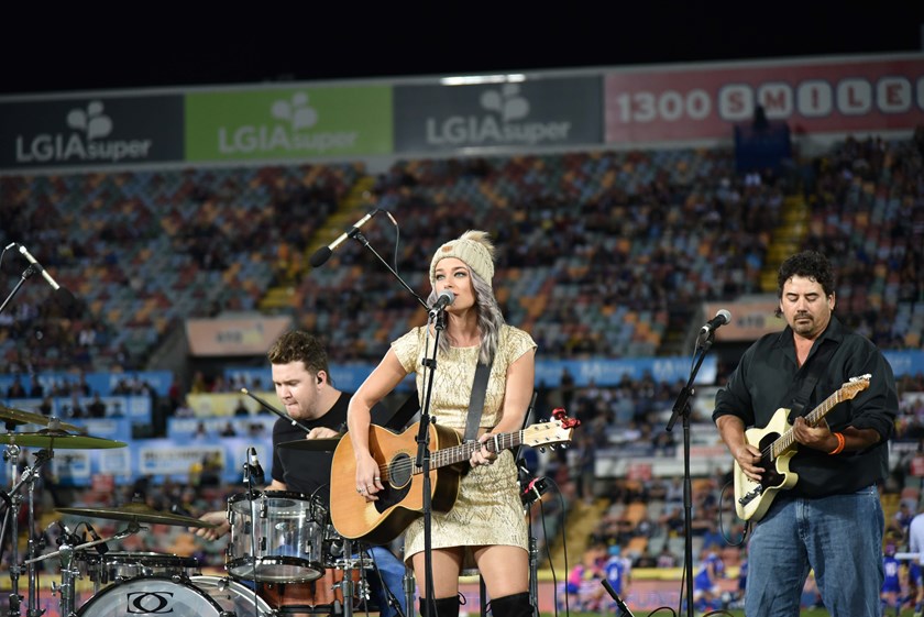 Townsville's own Jade Holland performing during tonight's game